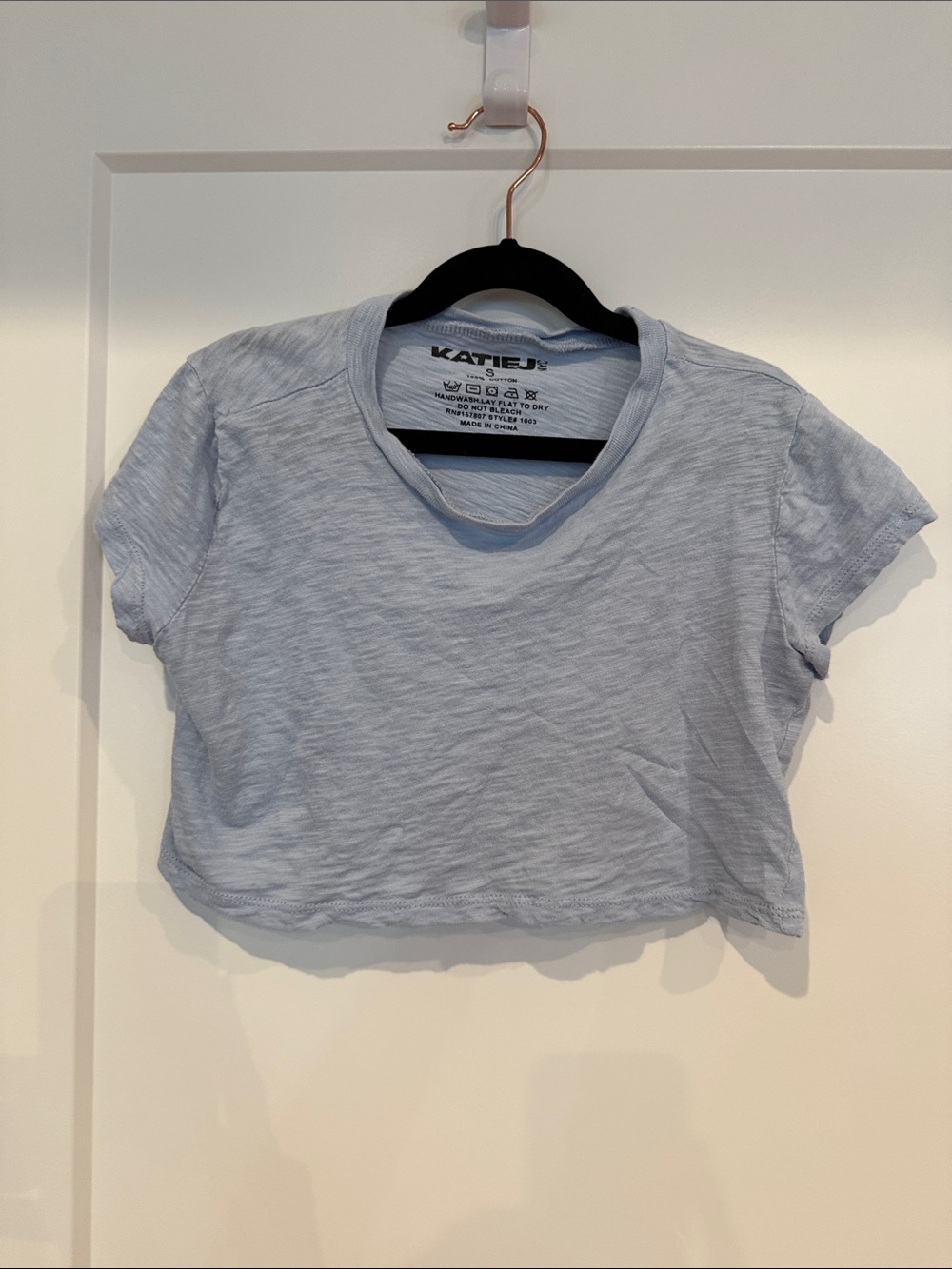 Katie J NYC Pale Blue Cropped Tee